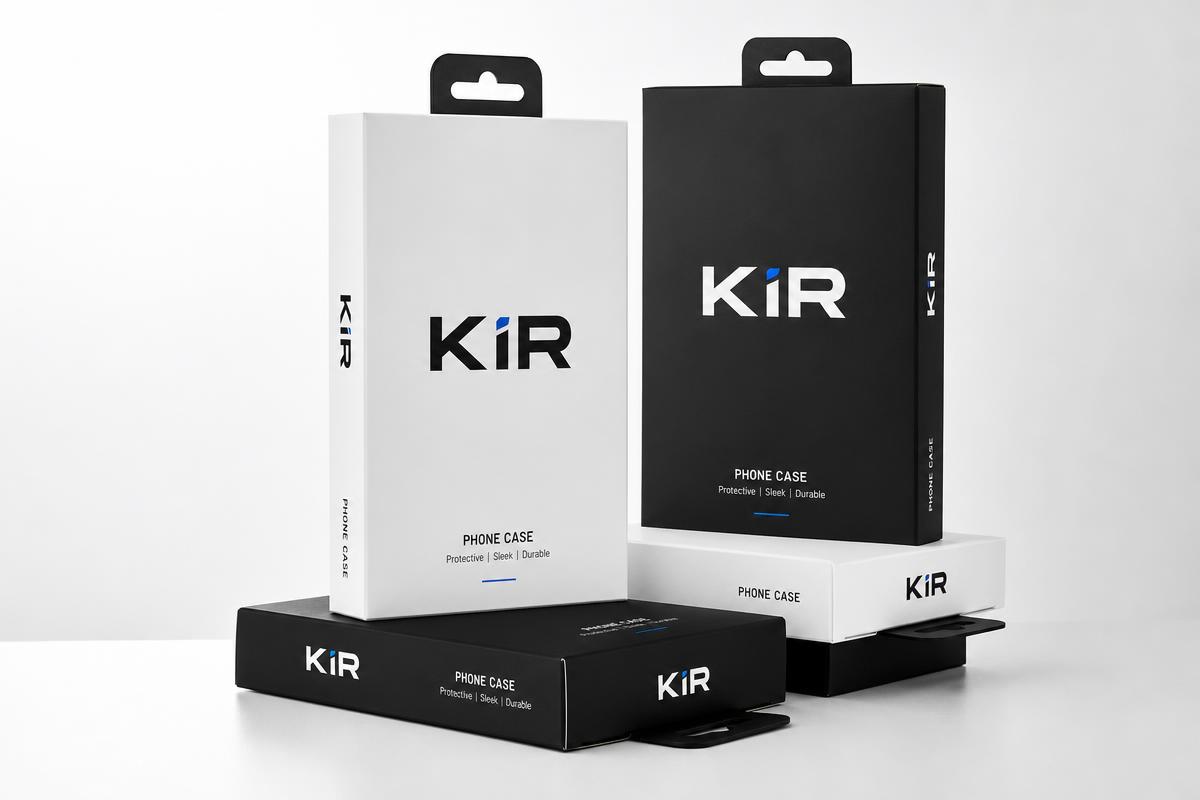 KIR branded phone case packaging